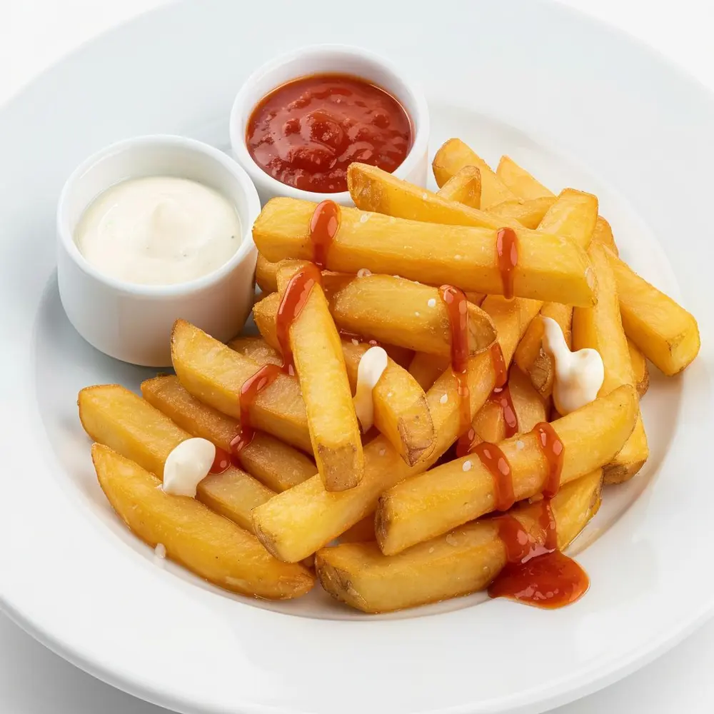 Patatas fritas con salsas caseras